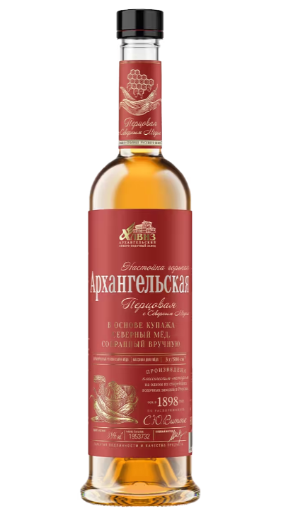 Настойка горькая "АРХАНГЕЛЬСКАЯ ПЕРЦОВАЯ С МЕДОМ" 0.5л.